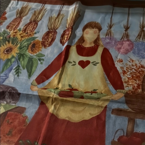 Autumn Bountiful Harvest Colorful Folk Art Painting with Harvest Scene - Picture 2 of 3